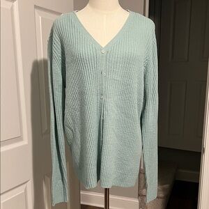 Spiegel Mint Green Ribbed Cardigan